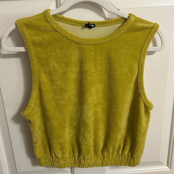 Monrow Terry Cloth Organic Cotton Crop Sleeveless Top Avocado Size Small - Picture 5 of 5